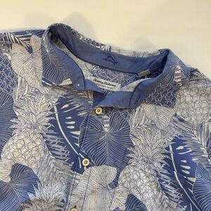 Tommy‎ Bahama The Coconut Point Monstera Montage Shirt Blue Floral Size 2XLB